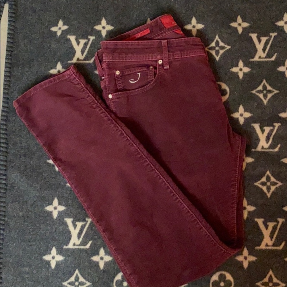 EUC Jacob Cohen velour burgundy jeans
